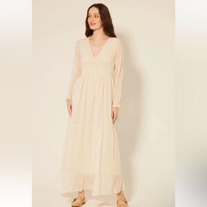 Womens Small Maxi Dress Dainty Cottagecore Country Wedding Romantic Prairie